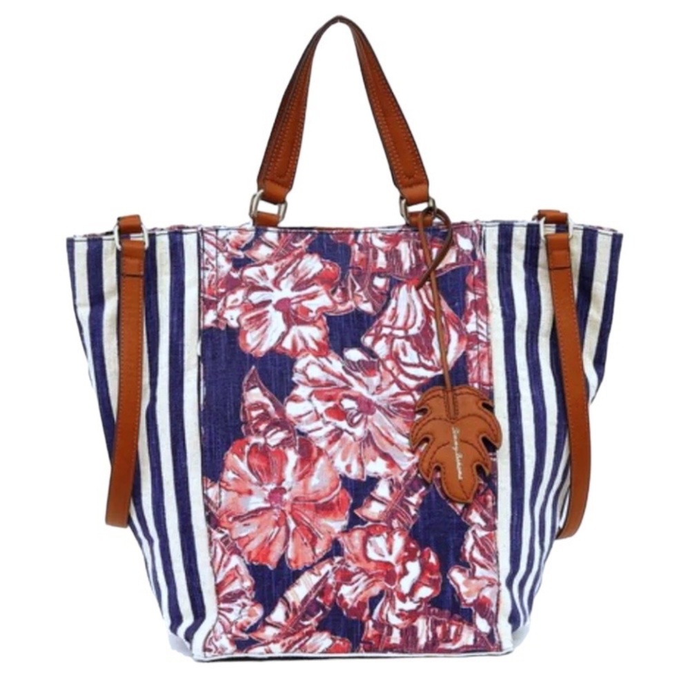 Tommy Bahama Island XLarge Tote Lots of Compartments Magnetic Clasps Colorful